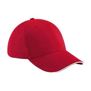 Beechfield Athleisure 6 Panel Baseball Cap / Classic Red/White